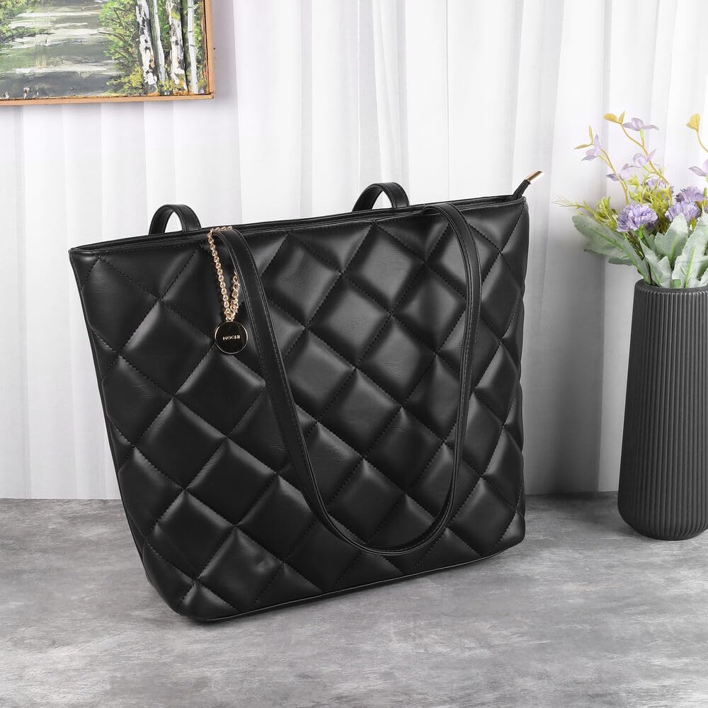 Mochi Women's Black Stylish Faux Leather Tote Bag (66-365)