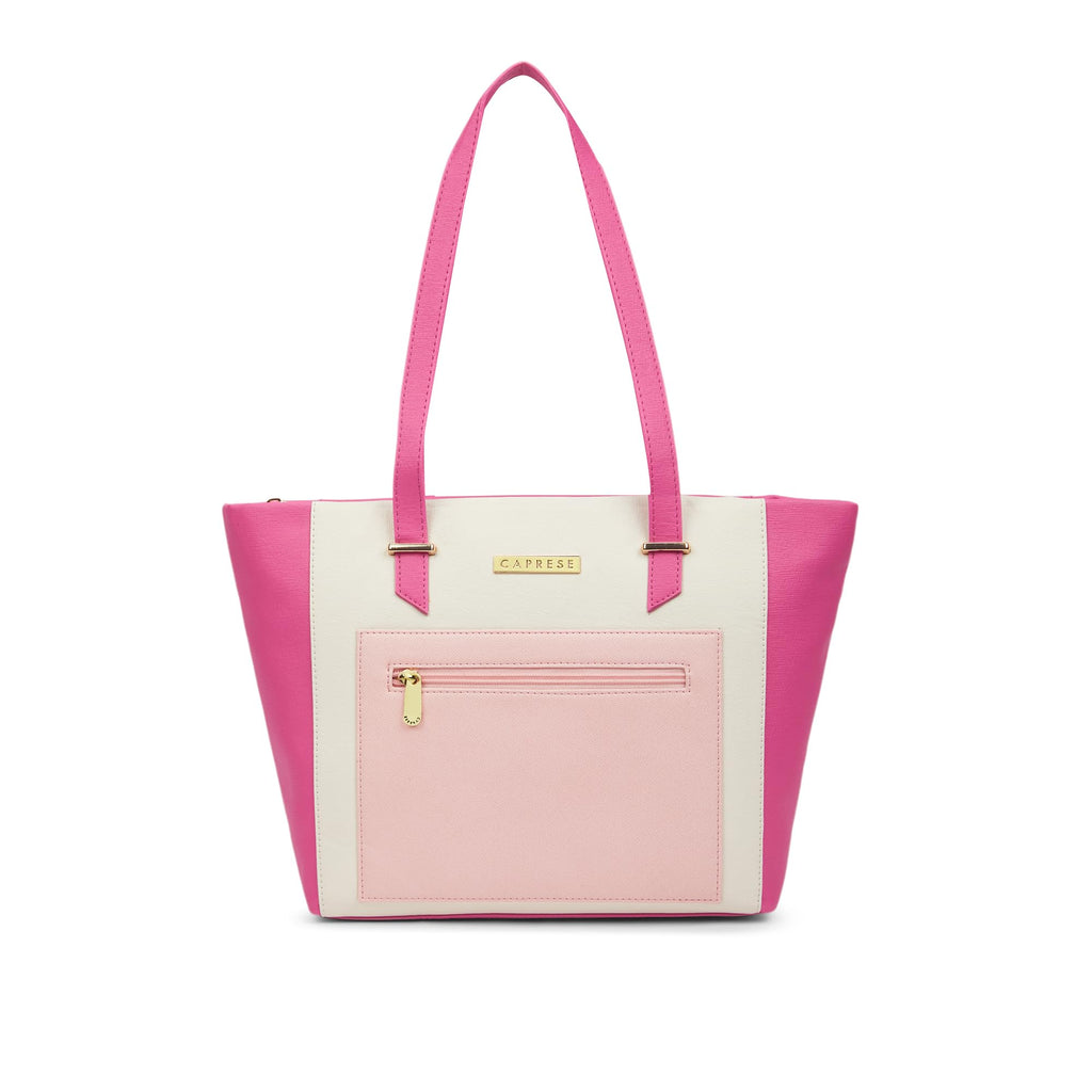 Caprese Jelly Medium Tote Bag for Women with Comfortable Straps | Stylish Shoulder and Handheld Bag | Fits Upto 16 Inch Laptop | Multi-Compartment Design for Work, Travel, Shopping (Fuchsia Pink)