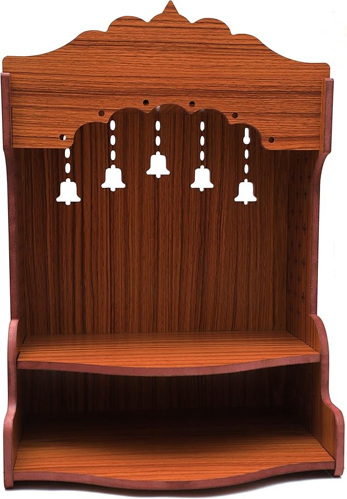 FIRKIRI Beautiful MDF Wooden Temple/Home Temple/Pooja Mandir/Wall Hanging and Table Top Home Mandir Temple/Home Decor Beautiful Wooden Temple (Wooden Bell)