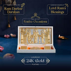 Svastika Ram Darbar Pocket Temple | 24 Karat Gold Coated | Ram Sita Lakshman Hanuman Idol | Gift for Festivals and Weddings | NRI and Corporate Gifting | Home Mandir Decor | 21 cm (Small)