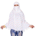 Navvi Pure Cotton Printed White Scarf for Women & Girls | Scarf with Head Cover | Scarves |Bandana| Hijab | Dupatta | Protection from Sunlight, Dust | Usable for Scooty, Bike