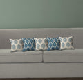 Trance Home Linen Set of 5 Premium 100% Cotton 12X12 Inch Cushion Covers Only for Sofa and Diwan | Small Cushion Pillow Covers Only (12X12 Inch | 30Cmx30Cm, Damask & Dori Blue) Set of 5, 180 TC