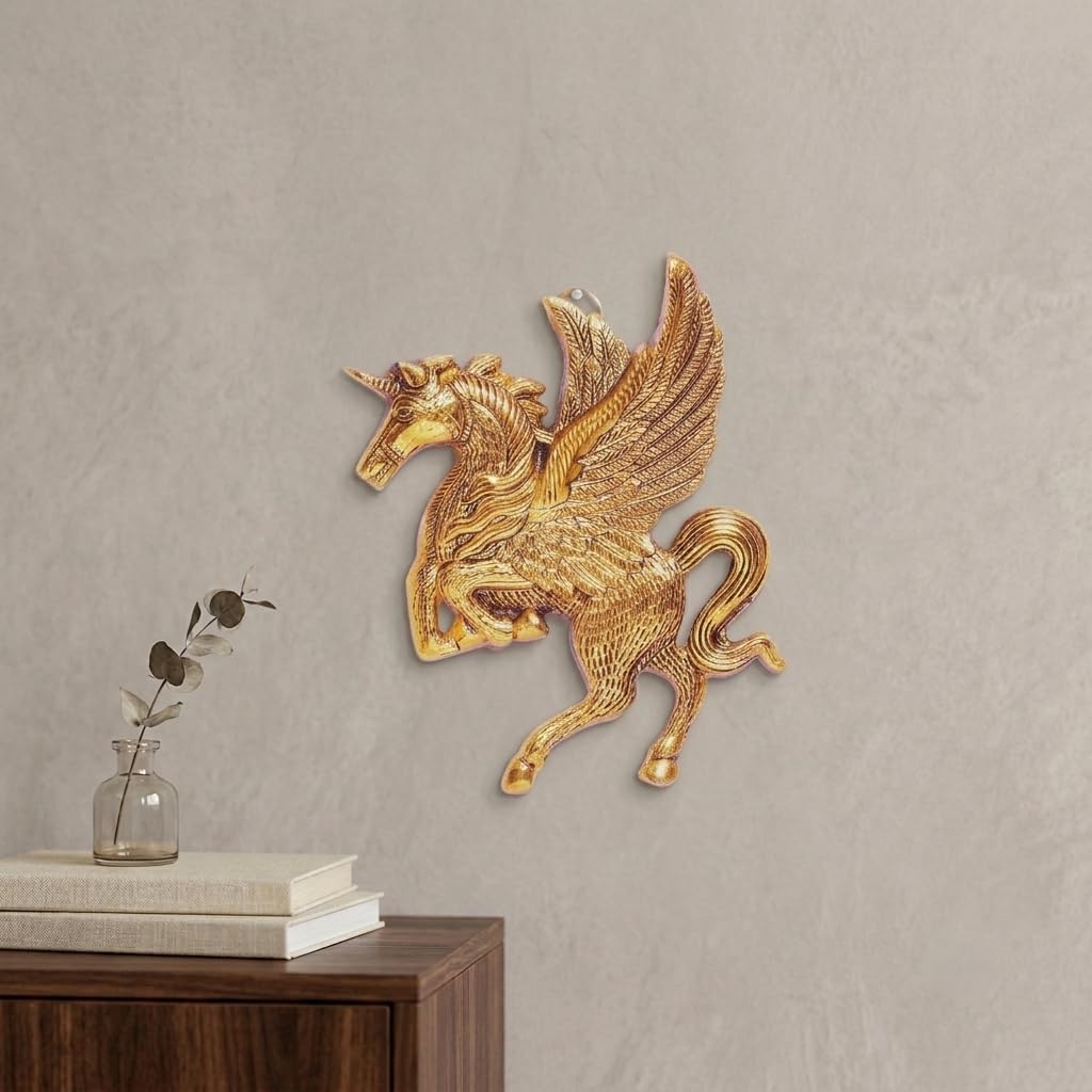 KridayKraft Flying Horse Metal Statue For Wall Hanging Decor,Living Room Decor,Flying Angel Horse Statue Pegasus Animal Feng Shui Decorative, 5.91 Inch