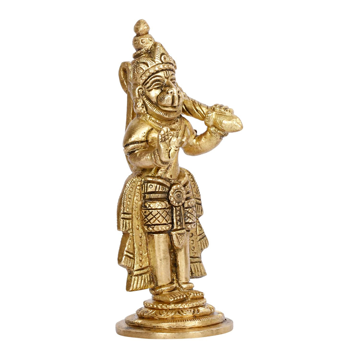 ARTVARKO Brass Bajrangbali Sankat Mochan Standing Hanuman Idol Statue Murti for Home Office Entrance Decor Temple Puja 5.5 Inch
