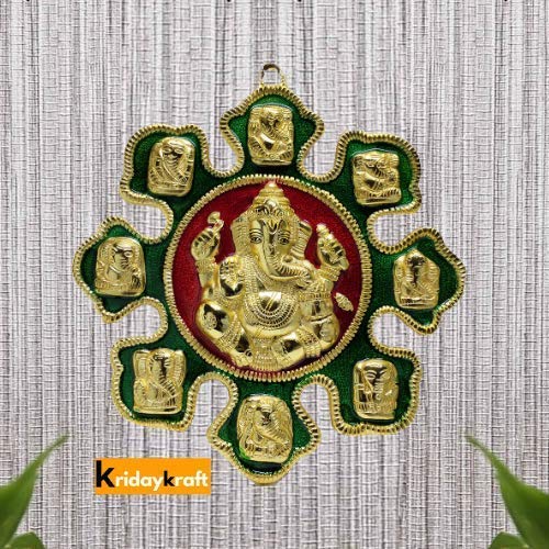 Prince Home Decor & Gifts Ganesha Astavinayaka (8 Avatar of Lord Ganesh) Hanging in Gold Finish Ideal for Gift Purpose