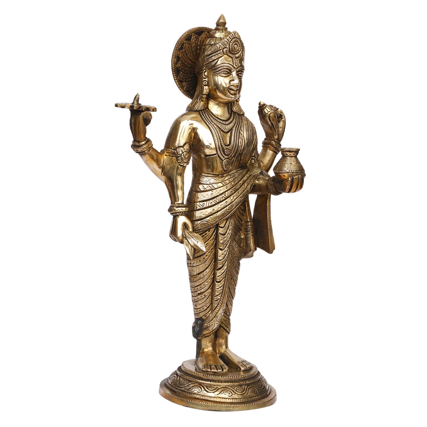 ARTVARKO Brass Dhanavantari Idol The Physician of Gods Dhanvantri Dhanwantri Statue Height 15 Inch