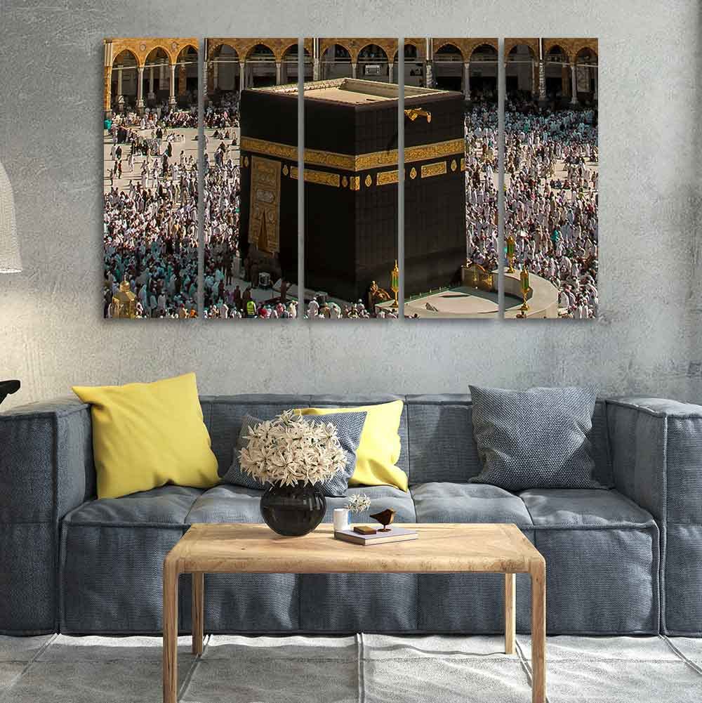 VIBECRAFTS Homcraft Kaaba Premium Wall Painting Set of Five For Home|Office|Living Room|Gift (PTVC5Pcs4_8673N)