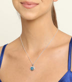 Clara 925 Silver Sky Blue Heart Pendant with Chain Necklace for Women
