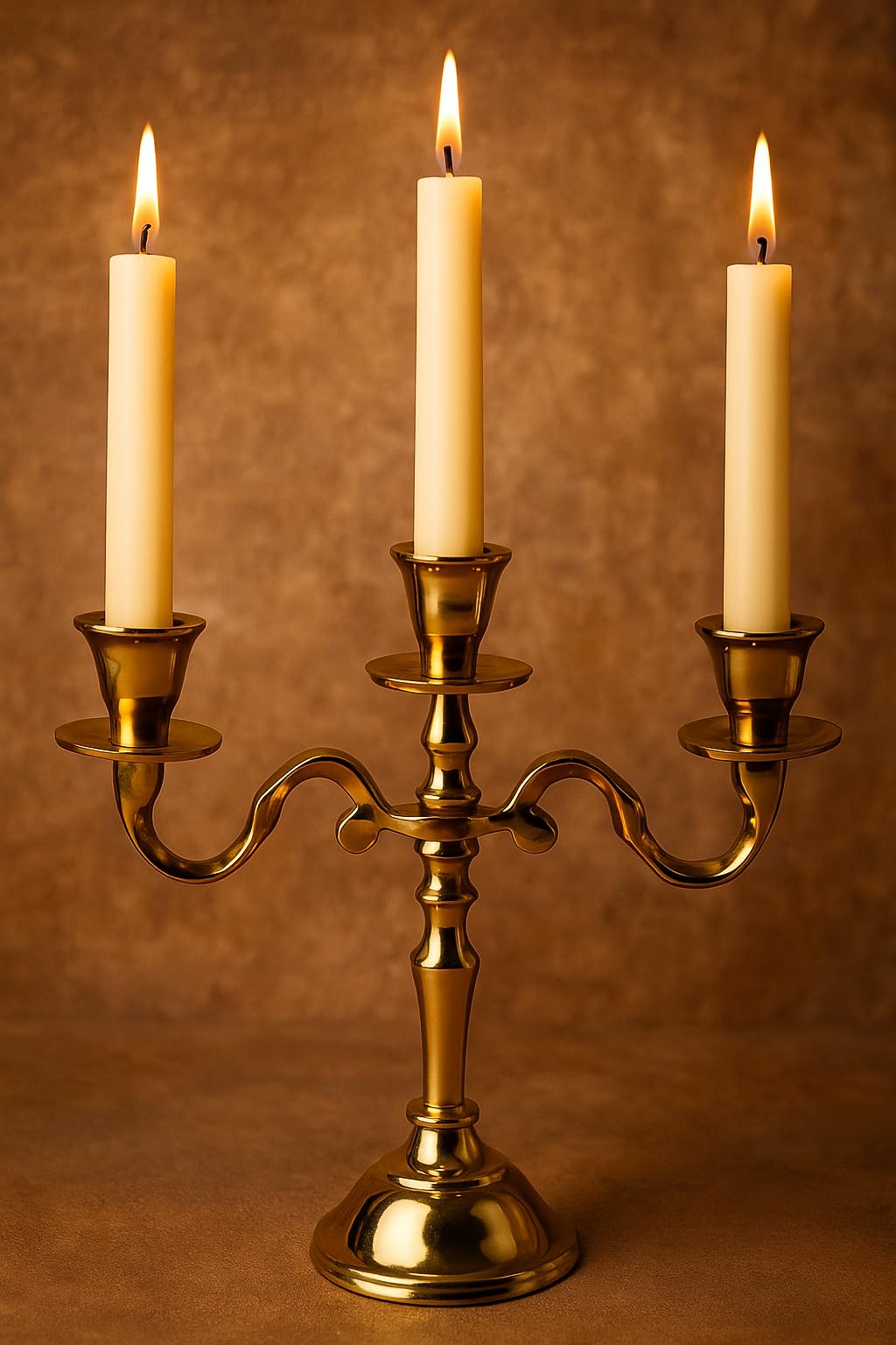 PURESTORY Candle Holder | Mini 3 Arm Taper Candle Holder | Gold Aluminium | Heat Resistant | Candlesticks for Home Decor, Wedding, Party, DinningTable Centerpiece, Church Altar & Festive Occasions