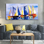 VIBECRAFTS Canvas Paintings for Living Room Drawing Room Sailing Boats In Ocean Canvas Wall Painting Fitted With Wooden Frame for Home | Office | Gift (PTVCH_2447)