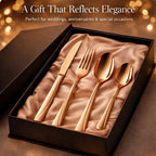 ANH MART Mirror Finish Plated Stainless Steel Flatware Set Copper Silverware Set Spoon Color Cutlery Set [Dinner Fork-Tea Spoon-Salad Spoon-Knife] Set of (Rose Gold LINEING, 20)
