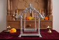 KridayKraft Silver Plated Laddu Gopal Jhula with Elephant & Peacock Arch | Metal Swing/Palna for Janmashtami, Kanha Ji & Home Mandir Decor (19 x 20 cm)