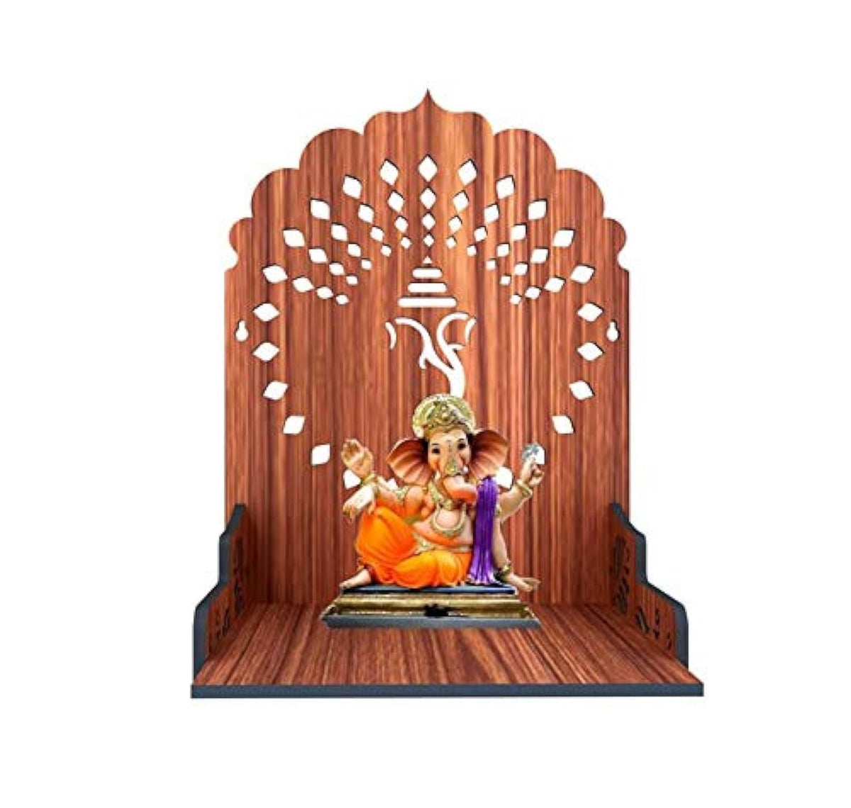 SSI Wooden Mandir for Pooja Home Decoration Wall Mounted Beautiful Temple