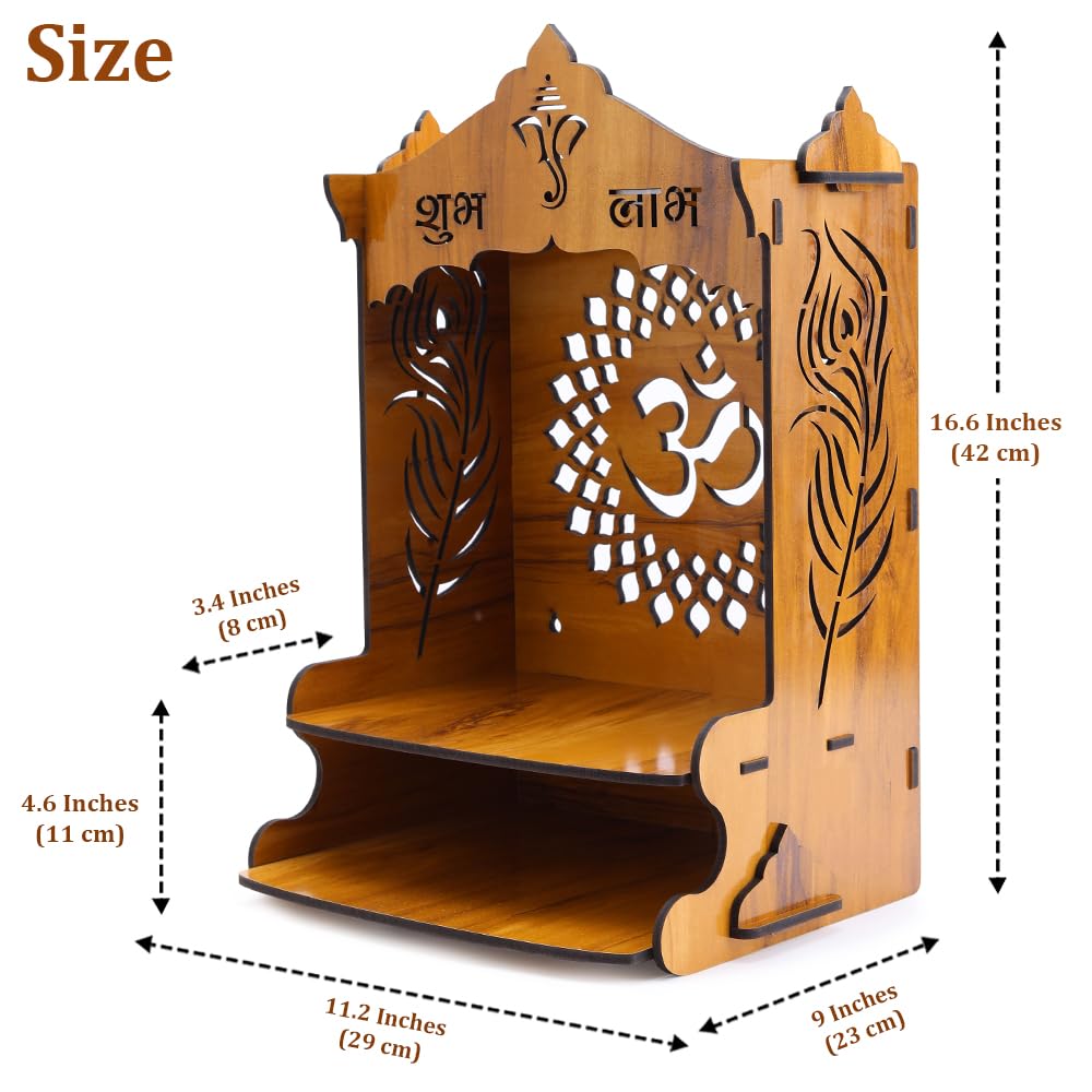 Sehaz Artworks OM Puja Mandir for Home Big Size | Pooja Mandir - 42 x 23 CM