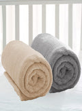 A Brand New - Umi Super Soft Single Layered Flannel Baby Blanket - Grey & Beige | Cozy & Breathable | Warm, Soft, and Comfortable | Perfect for Newborns | Unisex Design for Boys & Girls (Pack of 2) Kafalo