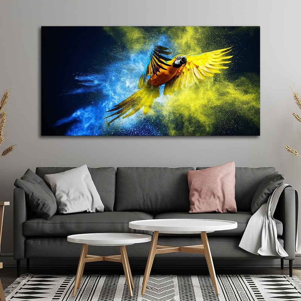 VIBECRAFTS Canvas Paintings for Living Room Drawing Room Flying Parrot Premium Canvas Wall Painting Fitted With Wooden Frame for Home|Office|Gift(PTVCH_2312)