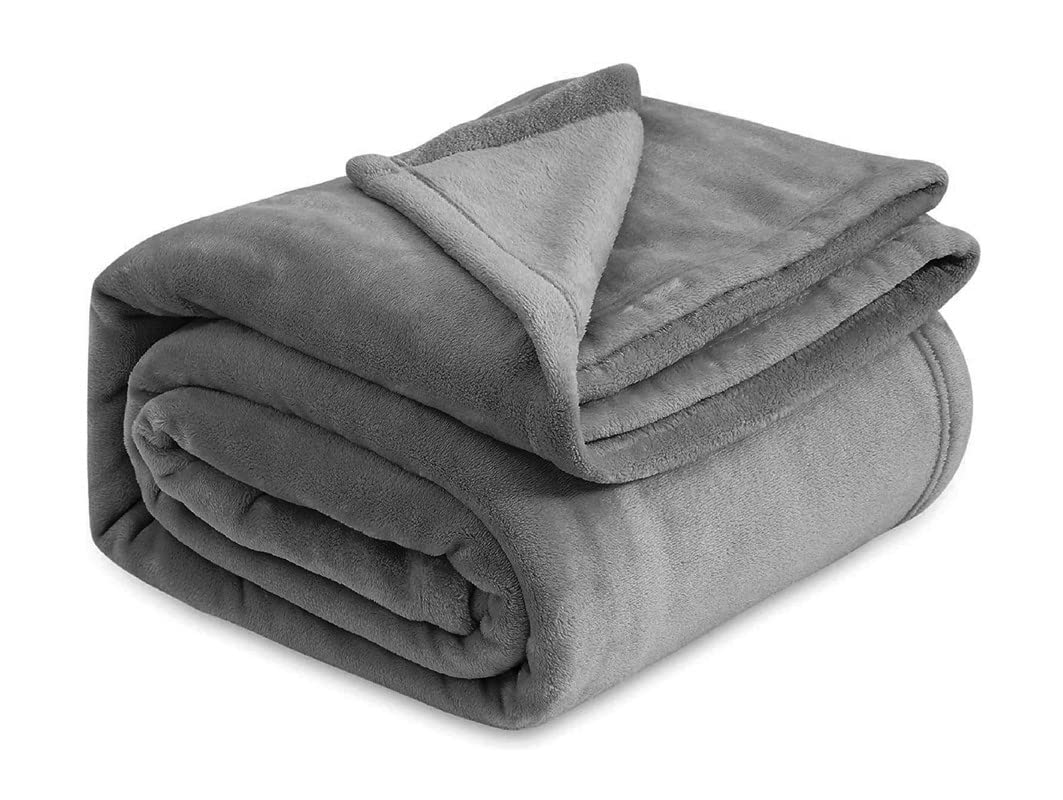 VAS COLLECTIONS Premium Plush Summer Double Bed Dohar/AC Blanket | 250 GSM Reversible Lightweight Cozy Soft for Bed, Sofa, Couch, Travel & Camping| 220x230 cm - Grey Kafalo