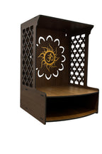 WIZZARTPRINTS Beautiful Wooden Pooja Stand for Home Mandir with LED Spot Light | Wall Mounted Temple for Home and Office | Compact Wooden Puja Mandir Desing 5