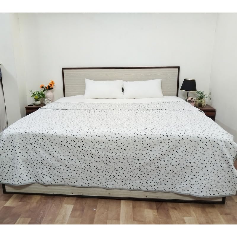 Premium Flannel Dohar for Double Bed | Ultra Soft & Lightweight AC Blanket | Breathable All Season Blanket Ac Quilt for Summer & Mild Winter | Machine Washable (84x90 Inches)_Navy Star Kafalo