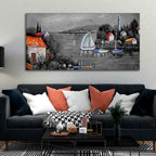 VIBECRAFTS Homcraft Canvas Paintings for Living Room Drawing Room Lake View Nature Scenery Canvas Wall Painting Fitted With Wooden Frame For Home | Office | Living Room | Gifts (PTVCH_2538N)