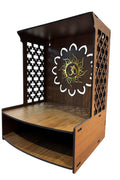 WIZZARTPRINTS Beautiful Wooden Pooja Stand for Home Mandir with LED Spot Light | Wall Mounted Temple for Home and Office | Compact Wooden Puja Mandir Desing 5