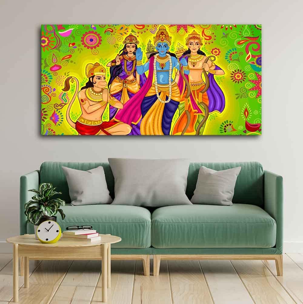 VIBECRAFTS Canvas Paintings for Living Room Drawing Room Hindu s Canvas Wall Painting Fitted With Wooden Frame For Home | Office | Living Room | Gift (PTVCH_2451N)