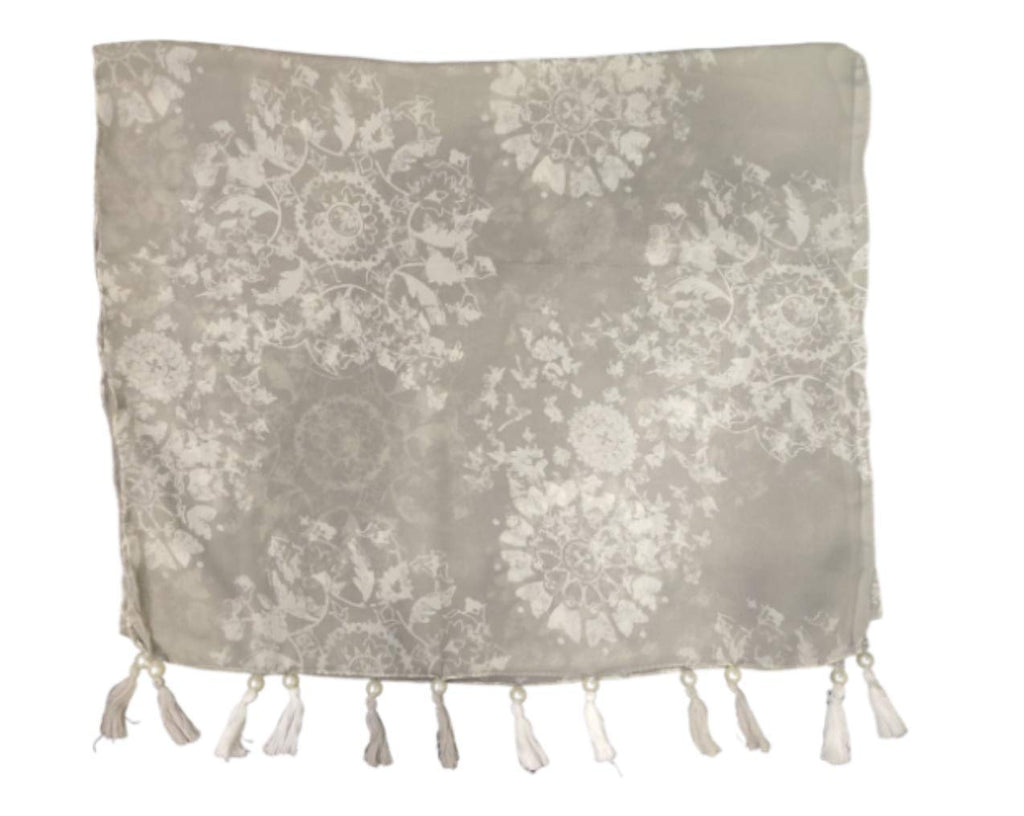 StoleVilla™ Women's Printed Poly Cotton Multicolored Scarf and Stoles with Pearl Tassels Set Of 2 (ST310)
