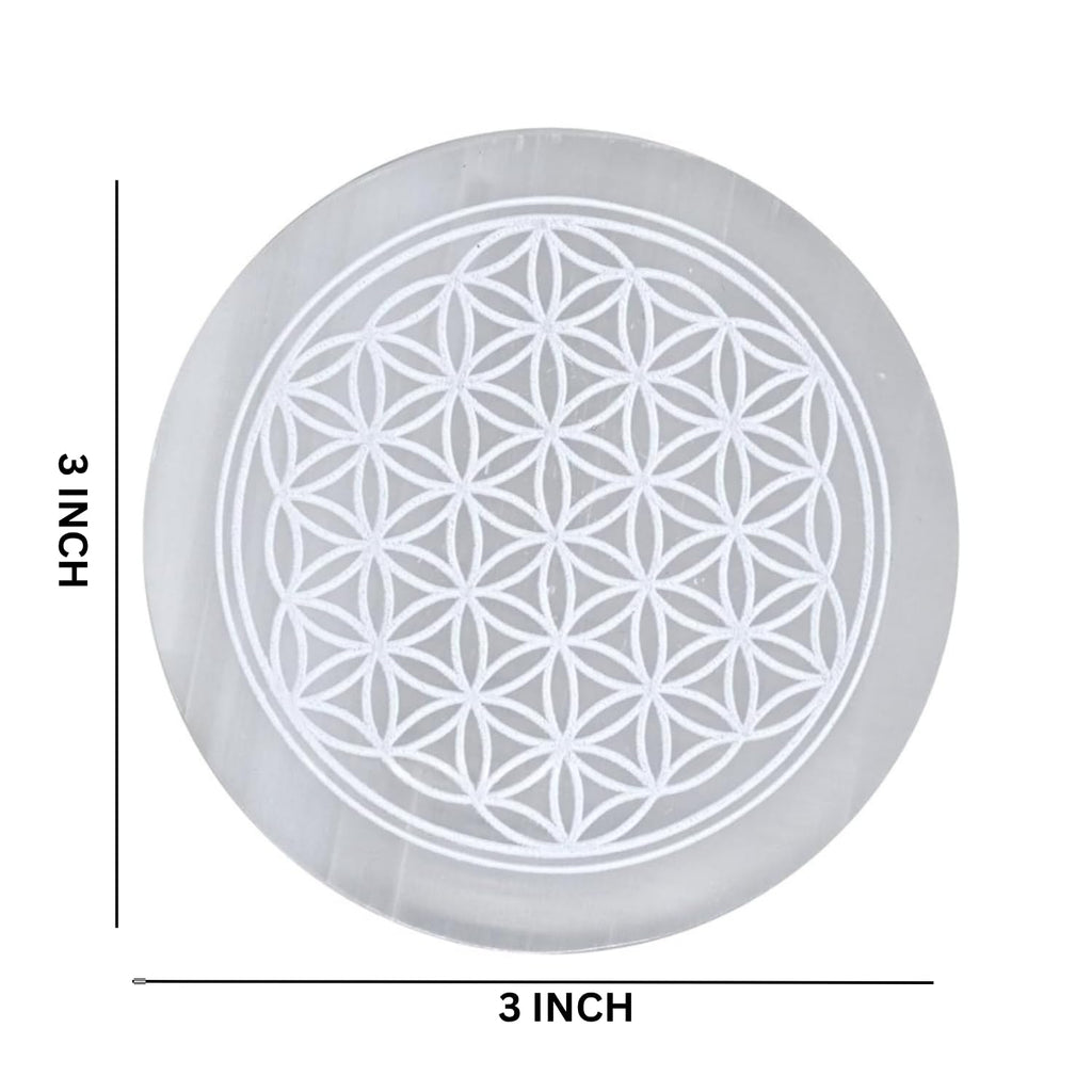 TREE MAISON CORONATING HOMES Selenite Crystal Charging Plate | 3 Inch Approx | Selenite Plate to Charge Reiki Crystal | Pack of 1
