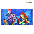 VIBECRAFTS Canvas Paintings for Living Room Drawing Room Radha Krishna Canvas Wall Painting Fitted With Wooden Frame For Home | Office | Living Room | Gift (PTVCH_2476)