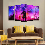 VIBECRAFTS Couple Kissing Modern Abstract Art Wall Painting Set of Five For Home|Office|Living Room|Gift (PTVC5Pcs2_6558)