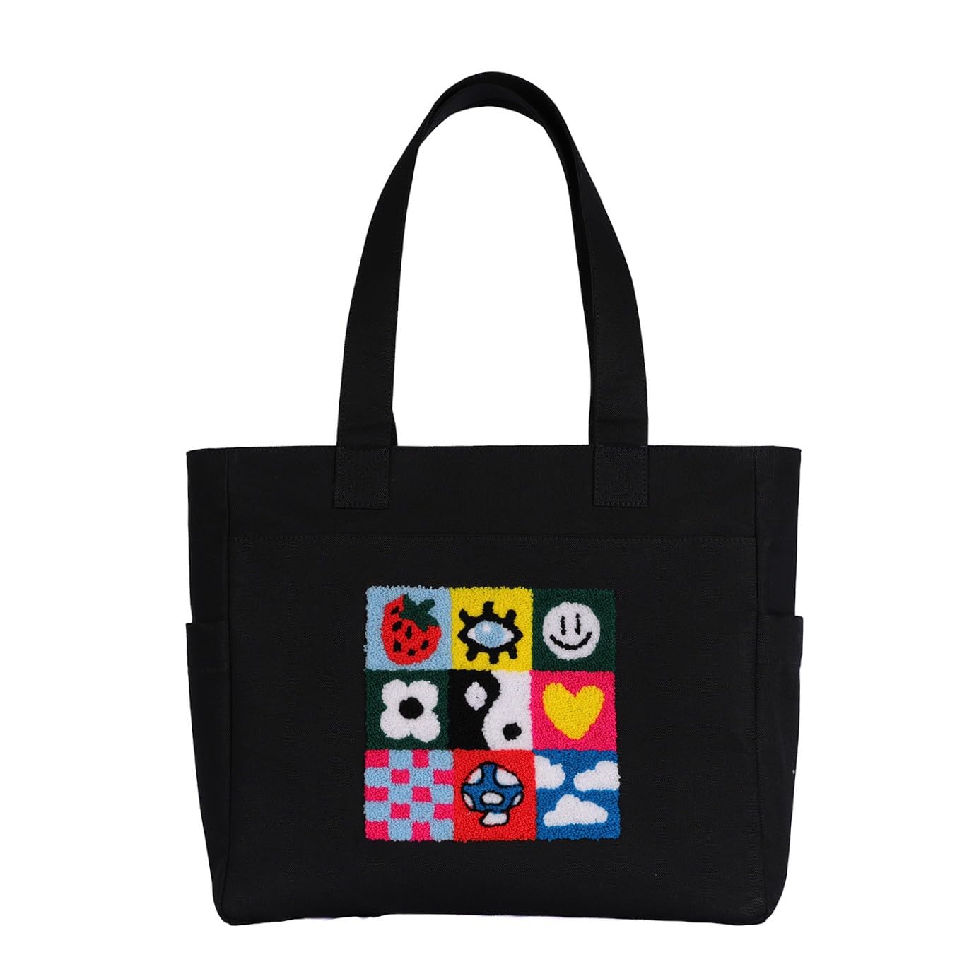 TSANTA U Shaped Canvas Tote Bag, 35.56x33.02 cm with 10.8 cm Gusset, Cotton, Zipper Closure, Laptop Compartment (Spring)