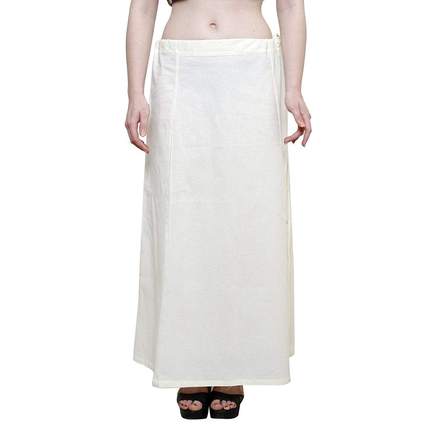Women's Cream Cotton Petticoat Saree Cotton Underskirt Adjustable Waist, Breathable & Comfort Fit Soft Inskirt for Sarees