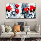 VIBECRAFTS Canvas Paintings for Living Room Drawing Room Eiffel Tower And Flowers Canvas Wall Painting Fitted With Wooden Frame For Home | Office | Living Room | Gifts (PTVCH_2561)