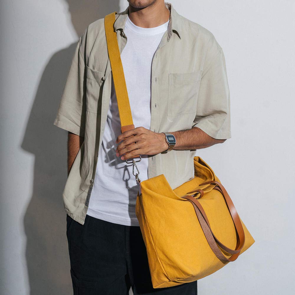 DailyObjects Latest Stylish Buoy Tote Bag for Girls & Women | Sturdy Cotton Canvas Material | Double Shoulder Straps | Ladies Handbag Purse For Daily & Office Use | Zip Pocket | Handcrafted, Yellow