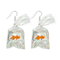 MALOYANVE Goldfish Water Bag Shaped Earrings for Women Charm Funny Handmade Resin 3D Lifelike Animal Dangle Earrings Jewelry Gifts, Resin, No Gemstone
