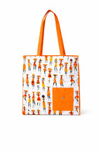 Vaishnavi Solapur Creations Warli Printed Cotton Tote Bag for Women | Ethnic Handmade Shoulder Handbag | Reusable Eco-Friendly Shopping & Daily Use Bag (Orange)