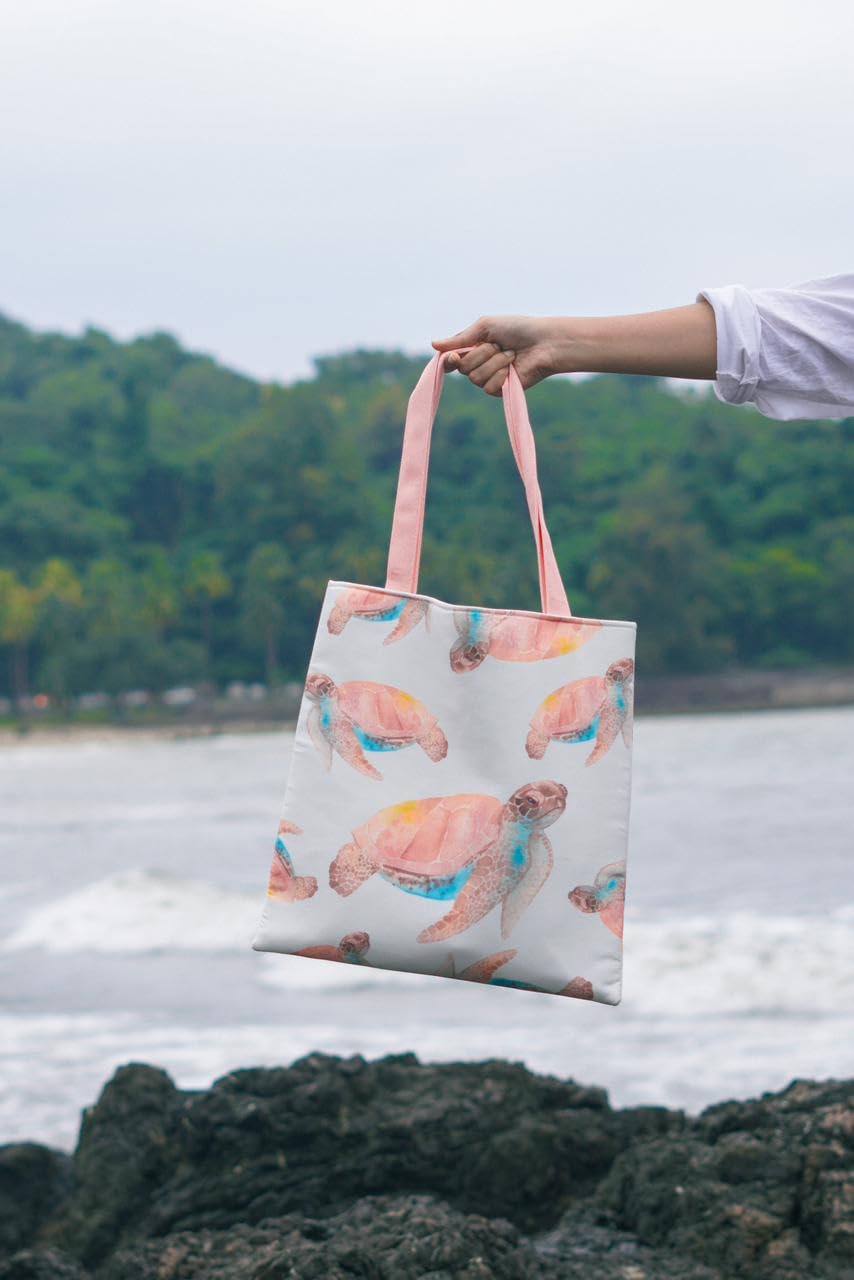 The Purple Tree Beach Dreams Tote Bag with Ocean Theme for Women - 1 Pc, Woman Tote Bags, Eco Friendly Tote Bag, Underwater Wonder Tote Bag, Gifts For Women
