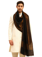 Pashmoda Men Midnight Bronze Reversible Zari Moonlight Fine Wool Stole (Size-28x80in, 71x203cm) MZSST04