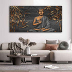 VIBECRAFTS Canvas Paintings for Living Room Drawing Room Buddha Sitting On Lotus Canvas Wall Painting Fitted With Wooden Frame For Home | Office | Living Room | Gift (PTVCH_2480)