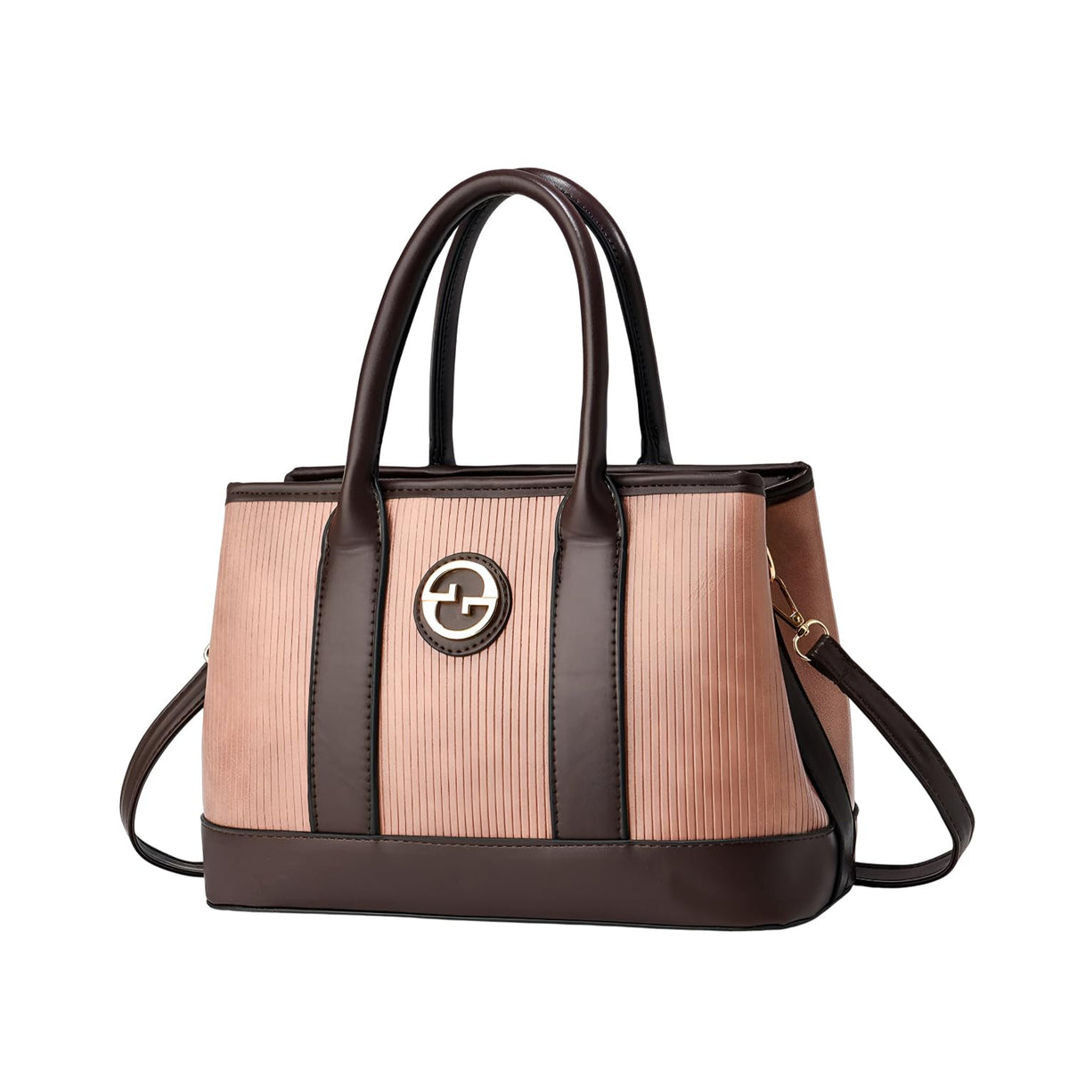 SYGA Women's Handbag | Tote Bag with Dual Tone Ribbed Texture | Elegant Shoulder Bag for Office & Casual Use(Rose Pink)