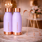 Copperika® Printed 100% Pure Copper Water Bottle 500ml + 2 COPPER TONGUE CLEANER FREE (PACK OF 2) Original Heavy Build | Gift Item | Marriage | Return Gift Item For ALL Users
