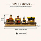 Char Dham Wooden Temple Model Showpiece | Shri Yamunotri, Gangotri, Kedarnath, Badrinath Dham Replica | 12 Inch Spiritual Decor