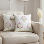 HOMEMONDE Sofa Cushion Cover 24 X 24 Inches Set Of 2 - Square Pillow Cover Cotton For Living Room Couch, Pink, 60 X 60 Cm, 300 TC