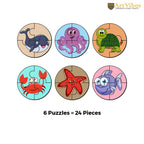 Artvibes Cute Sea Animals Premium Wooden Puzzles for Kids | Jigsaw Puzzles for Kids Age 2-5 | 4 Piece Puzzles | Toddlers Wooden Puzzle (PZ_607NV), Set of 6