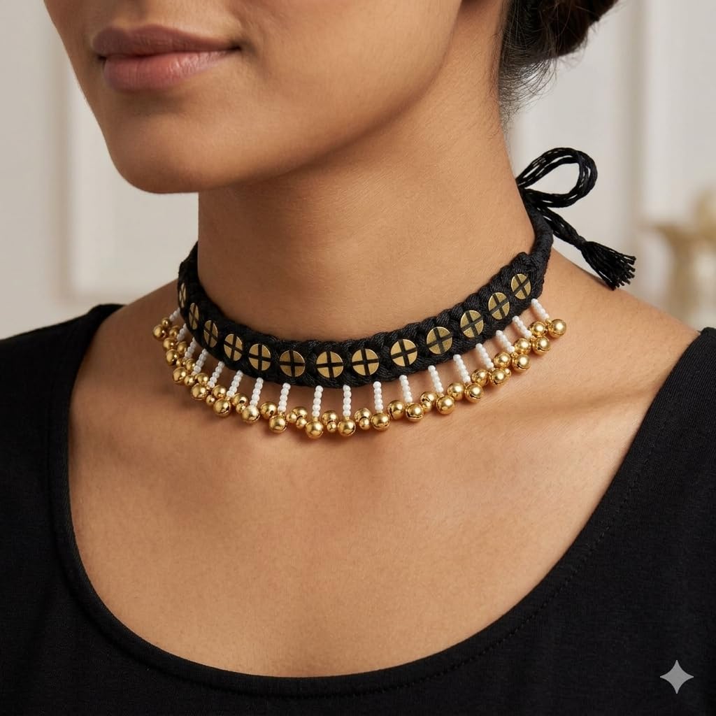Handmade Thread Choker Necklace for Women & Girls