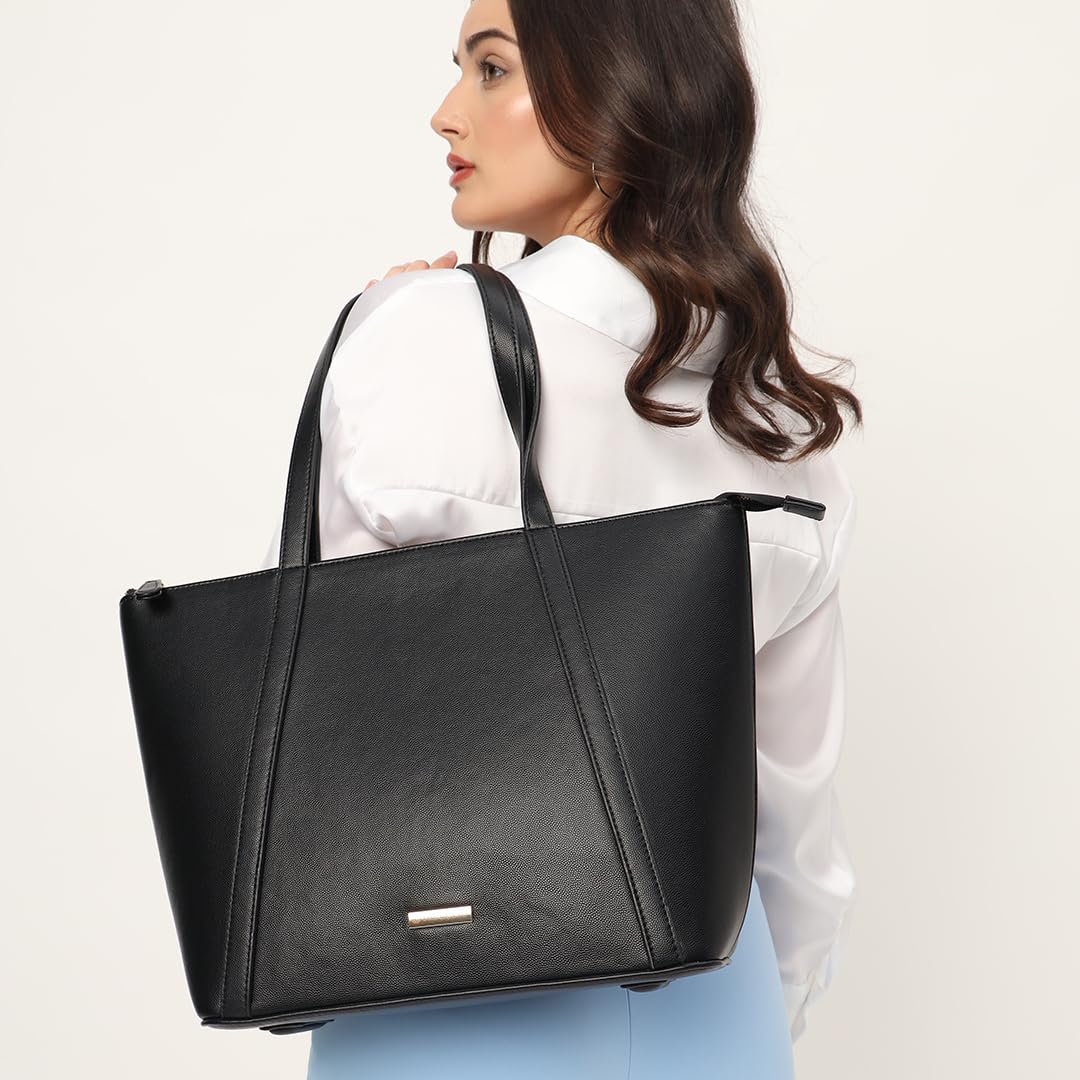 The Gusto AZA - Premium Vegan Leather Tote Bag for Women with Grained Texture | Medium Size Stylish Hand Bag/Shoulder Bag, Fits upto 14 Laptop