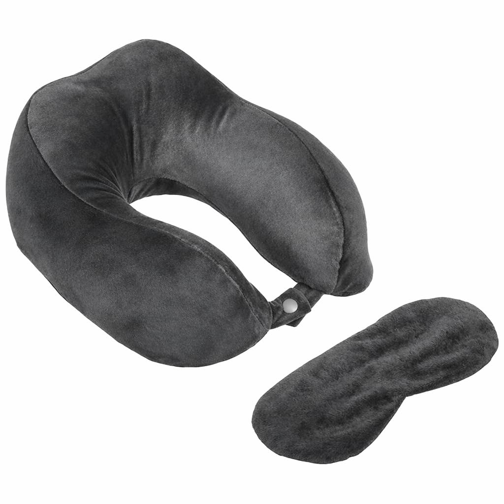 Pavan Ecommerce 3 in 1 Velvet Travel Neck Pillow and Ear Burds and Eye Mask Set of 3 Multi Color Travel Set Pack of 1