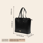 The Gusto Beyond+ Croco - Premium Vegan Leather Tote Bag for Women, Big Size, Black | Stylish Handbag for women with Zip Closure | Fit for Office Bag, College, Travel Use | Handcrafted in India