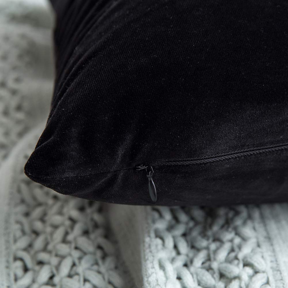 Khooti Velvet 200 TC Cushion Cover Pack Of 1-16X20/41X51 Cm-Black-Soft Pillow Covers Cushion Case For Sofa Bedroom Living room Chair Car