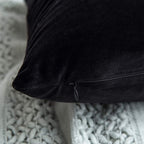 Khooti Velvet 200 TC Cushion Cover Pack Of 1-16X20/41X51 Cm-Black-Soft Pillow Covers Cushion Case For Sofa Bedroom Living room Chair Car